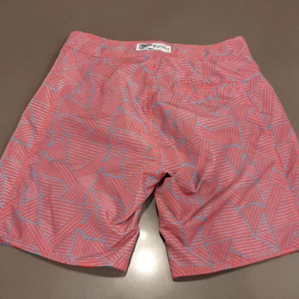 Trunks Surf and Swim Co. Aqua and Red Striped Pattern Trunks - Picture 5 of 10